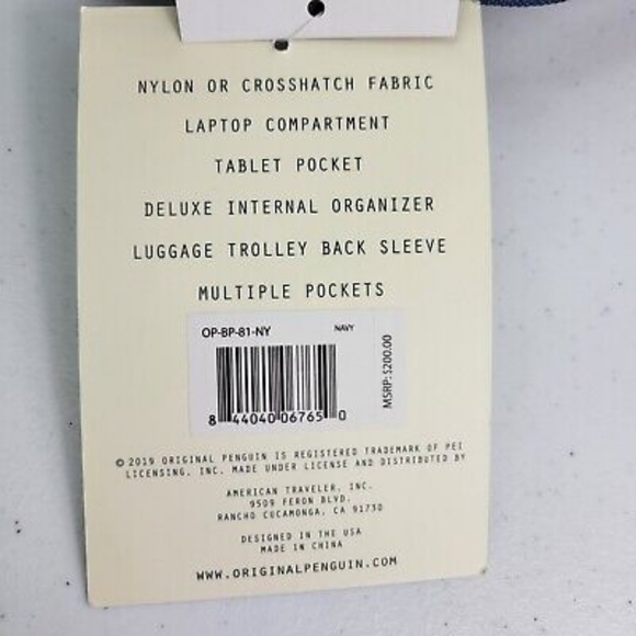 🙀ORIGINAL PENGUIN by MUNSINGWEAR Trio Collection Backpack in Blue/Black - Picture 8 of 16